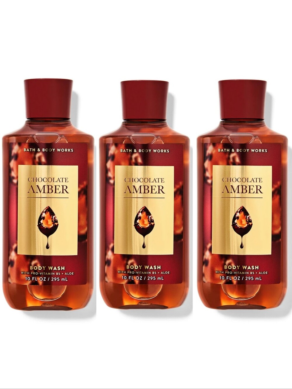 Bath & Body Works Chocolate Amber Body Wash Set of 3 NEW RARE